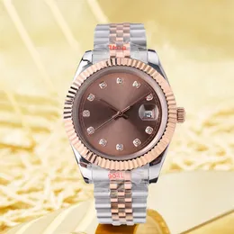 Mens Chocolate Watch med diamant högkvalitativa klockor 36mm 41mm mekaniska armbandsur kvinnor 31mm kvarts vattentätt rostfritt stål armbandsur julklapp