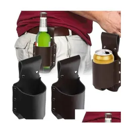 Party Favor Wine Holder Creative Leather Outdoor Mountaineering Beer Bottle Belt Bag Burs Midje Hängande rack Skydd Case Home Gard Dhirh