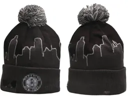 Bonés masculinos Chapéus de basquete Nets Beanie Todas as 32 equipes de malha com punhos Pom Brooklyn Gorros listrados de lã lateral quente EUA College Sport Knit chapéus boné para mulheres