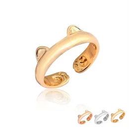 Everfast Whole 10 Stück niedliche verstellbare Katzenohr- und Pfotenringe für Damen, Metalllegierung, Silber, Gold, Roségold plattiert, modisches Geschenk, Ring181i