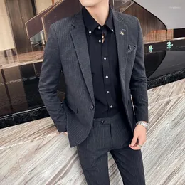 Men's Suits 2023 Boutique Blazer Handsome (Blazer Pantsuit) Business Korean Version Slim British Two-piece Set