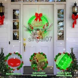 Рождественские украшения Светящийся рождественский гаечный ключ для украшения стены входной двери Светодиодные подвесные светильники для окон Рождественский венок подвесное украшение x1020