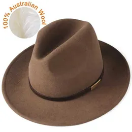 Breda randen hattar hink hattar furtalk fedora hatt för kvinnor män 100% australisk ull filt bred grim hatt vintage jazz fedora hatt par cap vinter chapeau femmel23/10/20