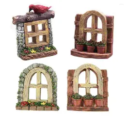 Gartendekorationen, 4 Stück, Miniatur-Fensterfee, Zwerg, Zuhause, rustikaler Baumumarmer für Bäume, Bonsai-Landschaft (zufälliger Stil)