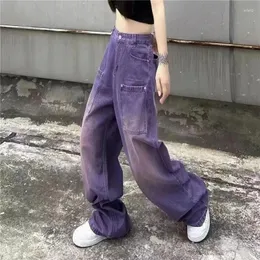 Women's Jeans Cool High Waist Leg Wide Pants Casual Y2k Trousers Loose Streetwear Pantalones Straight Oversize Cargo