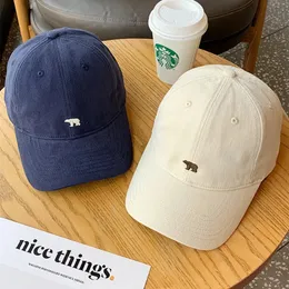 Бейсбольные кепки, модная бейсболка для женщин и мужчин, вышивка белого медведя, хлопковые шляпы от солнца в стиле хип-хоп, унисекс, однотонный козырек 231019