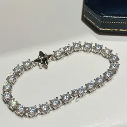 Luxury Brand Designer Monograme Logo Four Leaf Clover Crystal Layer Chain Charm Bracelet For Women Brides Wedding Jewelry With Box
