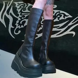 Boots 2023 Fashion Platform Women Combat Winter Cheels Quality High High Zipper Knee Botas Mujer Shoes 231019