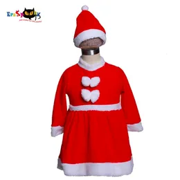 Cosplay Eraspooky Traje Crianças para Meninas 2017 Veet Papai Noel Vestido e Chapéu Conjunto Criança Natal Clothscosplay