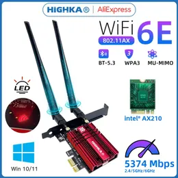 Localizadores de wi-fi 5374mbps 6e pcie placa de rede sem fio 5g 6ghz adaptador wi-fi bluetooth 5 3 pci express 802 11ax intel ax210 pc 231019