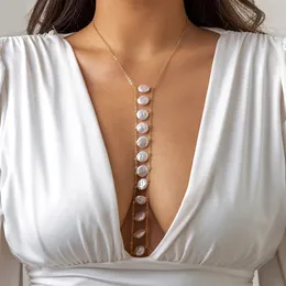 Other Fashion Accessories Bohemia Imitation Pearl Cross Chest Breast Belly Body Waist Chain Necklace for Women Bikinis Summer Beach Y2K 231019