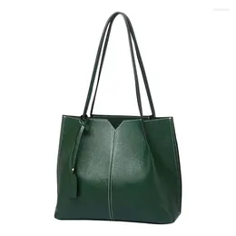 Evening Bags Full Grain Cowhide Leather Women Handbag Angular Design Big Capacity Tote Bag Brown Soft Taro Office Girl Laptop Shopping
