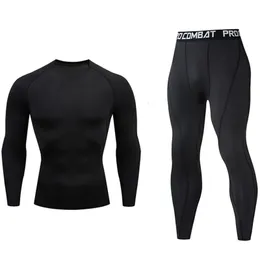 Conjuntos de corrida masculino conjunto de corrida ginásio jogging thermo roupa interior xxxxl segunda pele compressão fitness mma rashgard masculino terno de pista de secagem rápida 231019