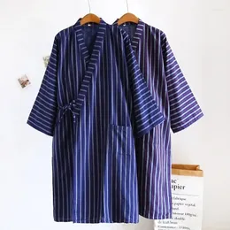 Mäns Sleepwear Spring Comfort Men Gaze Women Lovers Hushållen Robe Nightgown Par Fall Sleeve Homewear Full Style Japanese Cotton