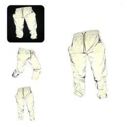 Men's Pants Sports Trendy Safe Couple Sweatpants Reflective Mid Waist For Daily Wear