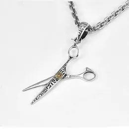 Pendant Necklaces Fashion Hair Stylist Scissor For Men And Women Holiday Gift Hip Hop Retro Thai Silver Sweater Chain Jewelry