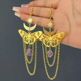 Jewelry Boxes Amethyst Butterfly Drop Earrings For Women Fashion Simple Sun Moon Lady Birthday Logistics Pendant Earrings Jewelry Direct Sales 231019