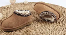 Enfant en bas âge Tasman II pantoufles enfants Tazz bébé chaussures Chesut fourrure diapositives en peau de mouton peau de mouton classique Ultra Mini botte hiver Mules Wool0074