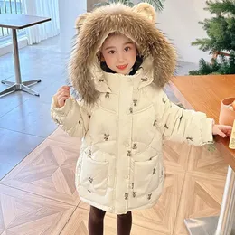 Para baixo casaco inverno engrossado estilo curto meninas jaqueta com capuz casaco criança parka snowsuit dos desenhos animados outerwear casual algodão roupas 2023 novo 231020