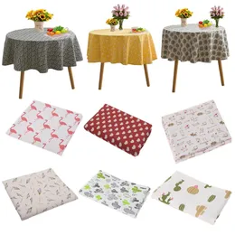 Table Cloth Round 150cm Linen Cotton Printed Floral Home Dinning Cover Tea Tablecloth Overlay Christmas Wedding Decors 231019