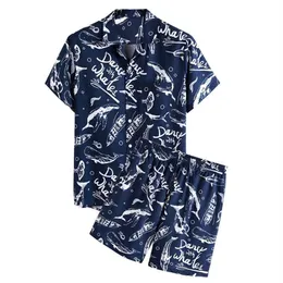 Wydrukowane garnitury plażowe dla mężczyzn Mężczyzna wiosna i letnie wakacje swobodne luźne szorty z krótkim rękawem Ustaw oddychalny fajny garnitur męski TR214R