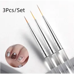 Strumenti per il trucco 3 pezzi Set Nail Art Liner 1179mm Acrilico French Stripe Line Pittura Dettagli Disegno Flower Pen Gel UV Polish Manicure fai da te 231020