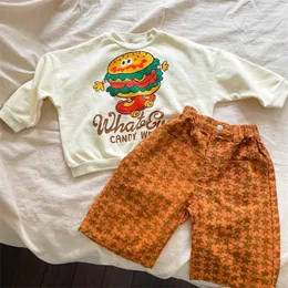 Set di abbigliamento Set di vestiti autunnali per bambini ragazzi cartoni animati lettere Felpe con cappuccio e pantaloni corti completo per neonato 231020