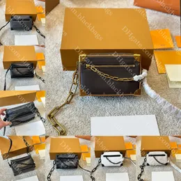 2024 Designer Mens Crossbody Bag Famous Waist Bag Square Mini Soft Trunk Box Bag Crocodile Pattern Chain Messenger Bags Luxury Men Wallet