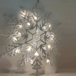 Ciondolo a forma di fiocco di neve bianco lucido da 1 pezzo con luce LED - Perfetto per Natale, compleanni e decorazioni per la casa