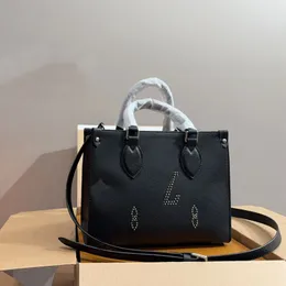 Tote Shopping Bag Women Handbags Purse Genuine Leather Internal Zipper Pocket Silver Hardware Small Stud Crossbody Bags Newest Handbag 25cm