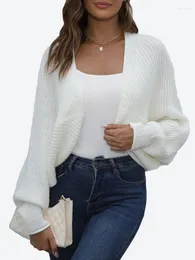 Malha feminina benuynffy feminino curto cardigan suéteres 2023 outono casual manga longa aberta frente sólida camisola de malha xale senhoras outwear