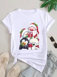 Women's T Shirts Cartoon Lovely Style Cute Graphic T-shirt Print Top Fashion Shirt Clothes Christmas Year Women Female Ladies Clothing Tee