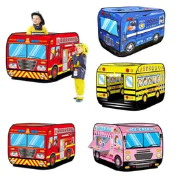 Tents Children's Popup Play Tent Toy Outdoor Foldable Playhouse Fire Truck Car icecream car kids Game House Bus Indoor 231019