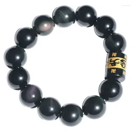 Strand Bracelet Femme Natural Obsidian Plus Six Word Bucket Bead Bracelets Fortune Transfer Beads Men Single Ring Rsary