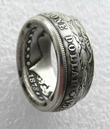 Venda de anel de moeda banhado a prata Morgan Silver Dollar 039Heads039 feito à mão em tamanhos 816 de alta qualidade3867930
