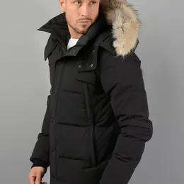 Kanada Mężczyźni Winter Fourrure Down Parma Homme Jassen Chaquetas Wolf Wolf Fur z kapturem Manteau Wyndham Goose Kurtka Hiver Expeditionary Expedition