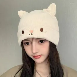 Berets mulheres outono inverno bonito boné chapéu feminino desenhos animados urso orelhas senhora menina kawaii malha crochê gorros para