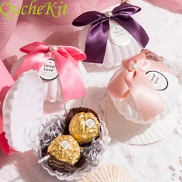 Confezione regalo 10/20 pezzi Dolce amore Scatole regalo a forma di conchiglia Bomboniera dolce Contenitore di caramelle Anelli romantici Contenitore di gioielli Decorazioni natalizie per feste 231020