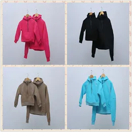 LU-88 Sudadera con Capucha para Mujer Moda de otoño e Invierno Conjunto para Padres e Hijos Abrigo con Capucha de Manga Larga y Media Cremallera Suéter Deportivo Top para Hombre lululemens