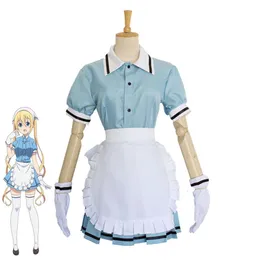 Cosplay apagável halloween adulto mistura s hinata kaho azul uniforme de empregada anime japão cosplay feminino bávaro costumecosplay