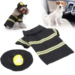 Ropa para perros Pet Puppy Chaleco Chaqueta Bombero Ropa Disfraces de Halloween con accesorios de sombrero impermeable