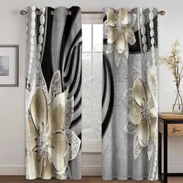 Curtain 3D Flower Curtains For Living Room Bedroom Kitchen Black And White Vortex Three-dimensional Luxury Windows Drapes