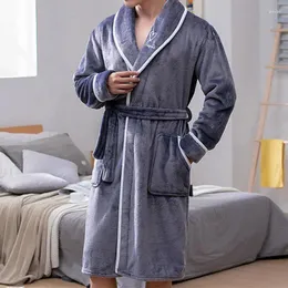 Männer Nachtwäsche Männer Flanell Bademantel Winter Warme Casual Robe Langarm Plüsch Schal Männlich Bad Lounge Nachthemd Hause Kleidung