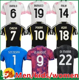 Fan Player Soccer Jersey Kit 2023 2024 Home Away Away Away Di Maria Vlahovic Kean Pogba Chiesa McKennie Locatelli Football Shirt 23 24 Kit Men and Kids Unifor Juventus