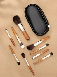 Lipstick Mini 9 pieces Makeup brush set full carry on portable travel Novice beginner loose powder 231020