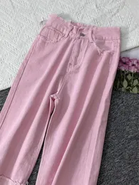 Kadınlar kot y2k pembe yüksek bel geniş bacak pantolonu vintage Kore moda kot pantolonlar sokak kıyafetleri bavy düz yaz