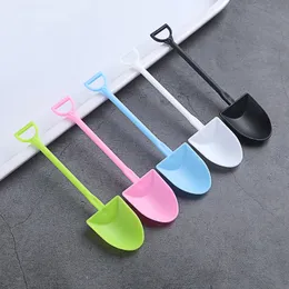 Coffee Scoops 100PCS Plastic Disposable Spoon Shovel Mini Cake Scoop Shovel Shape Ice Cream Spoons Garden Party Supplies 231018