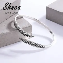 Bangle Thai Silver Vintage 925 Sterling Feather Angel Wings Otwarte Bransoletka Bransoletka dla kobiet dziewczyna LB021 231019