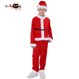 コスプレeraspooky veet santa claus costume for Kids Christmas Christmas Cosplay Children Carnival Party Suit Boys Hat Pants New Year OutfitCosplay