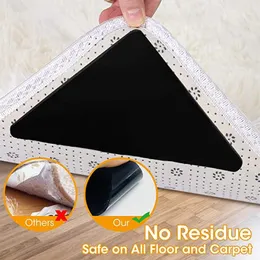 Carpets 4/8Pcs Home Floor Carpet Mat Grippers Non-Slip Rug Rubber Pad Triangle Fixed Sticker Reusable Washable Silicone Grip